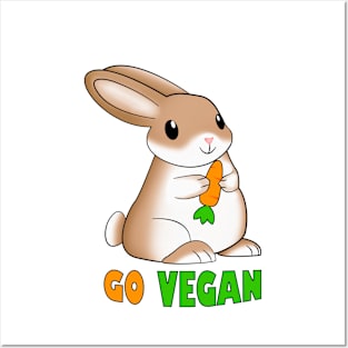 Go vegan cute bunny Posters and Art